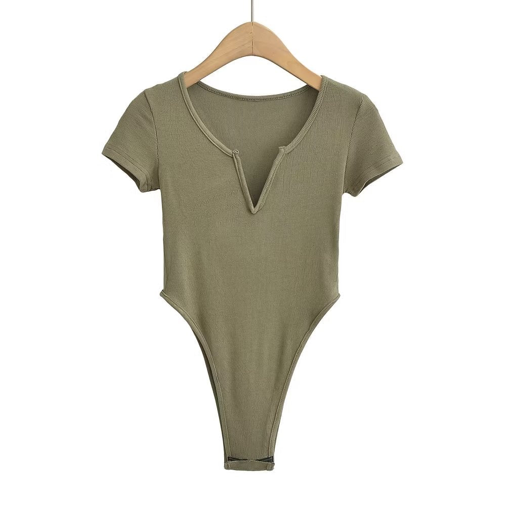 Slim Fit Stretch shirt One Piece Sexy Top Printed Short Sleeved
