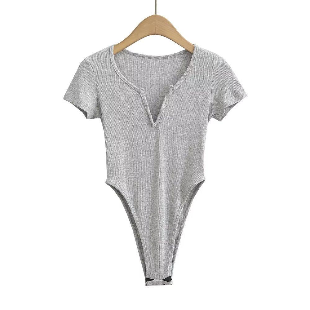 Slim Fit Stretch shirt One Piece Sexy Top Printed Short Sleeved
