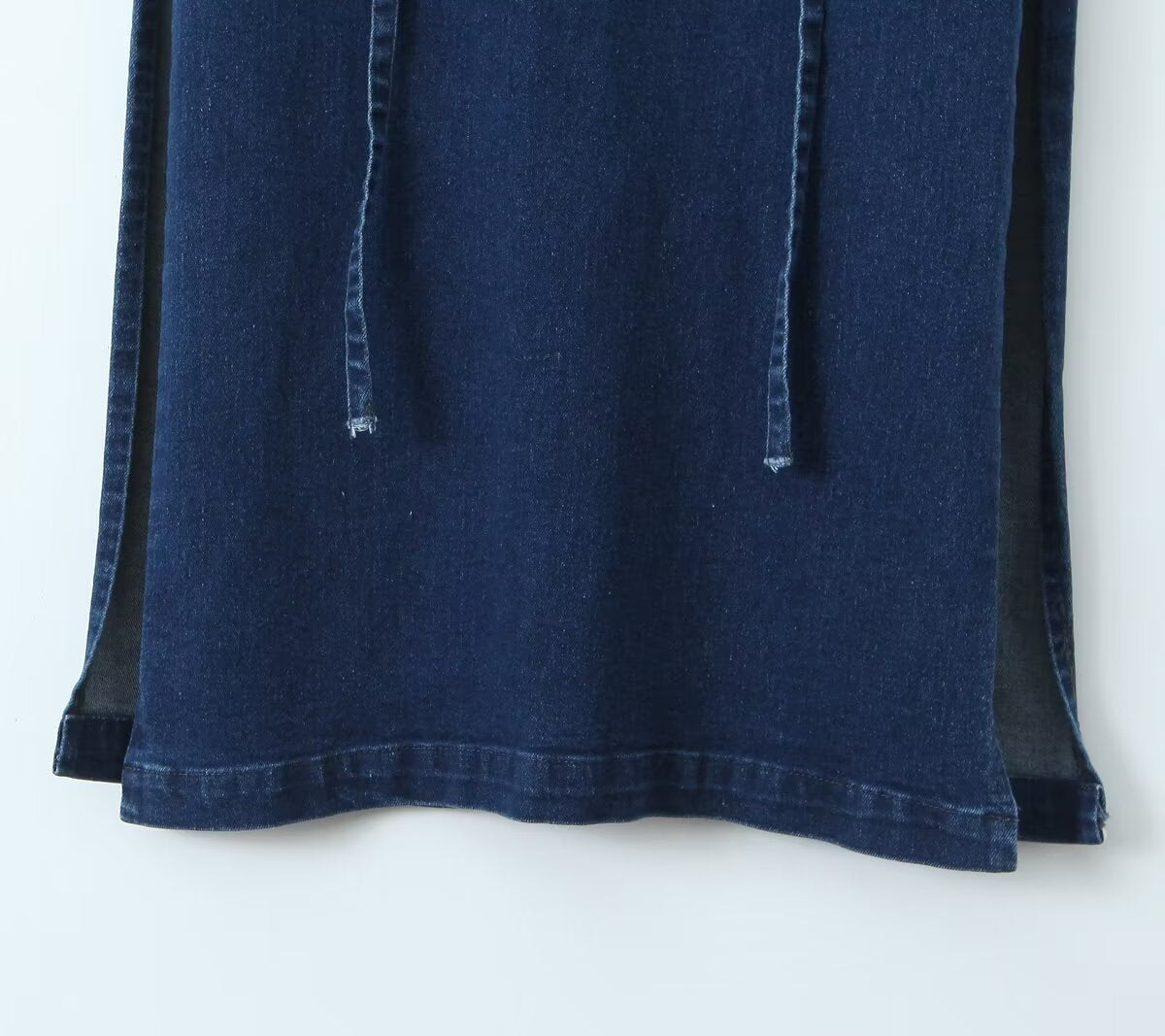 Skirt Women Spring Split Long Denim Skirt Trendy Ribbon A line Skirt