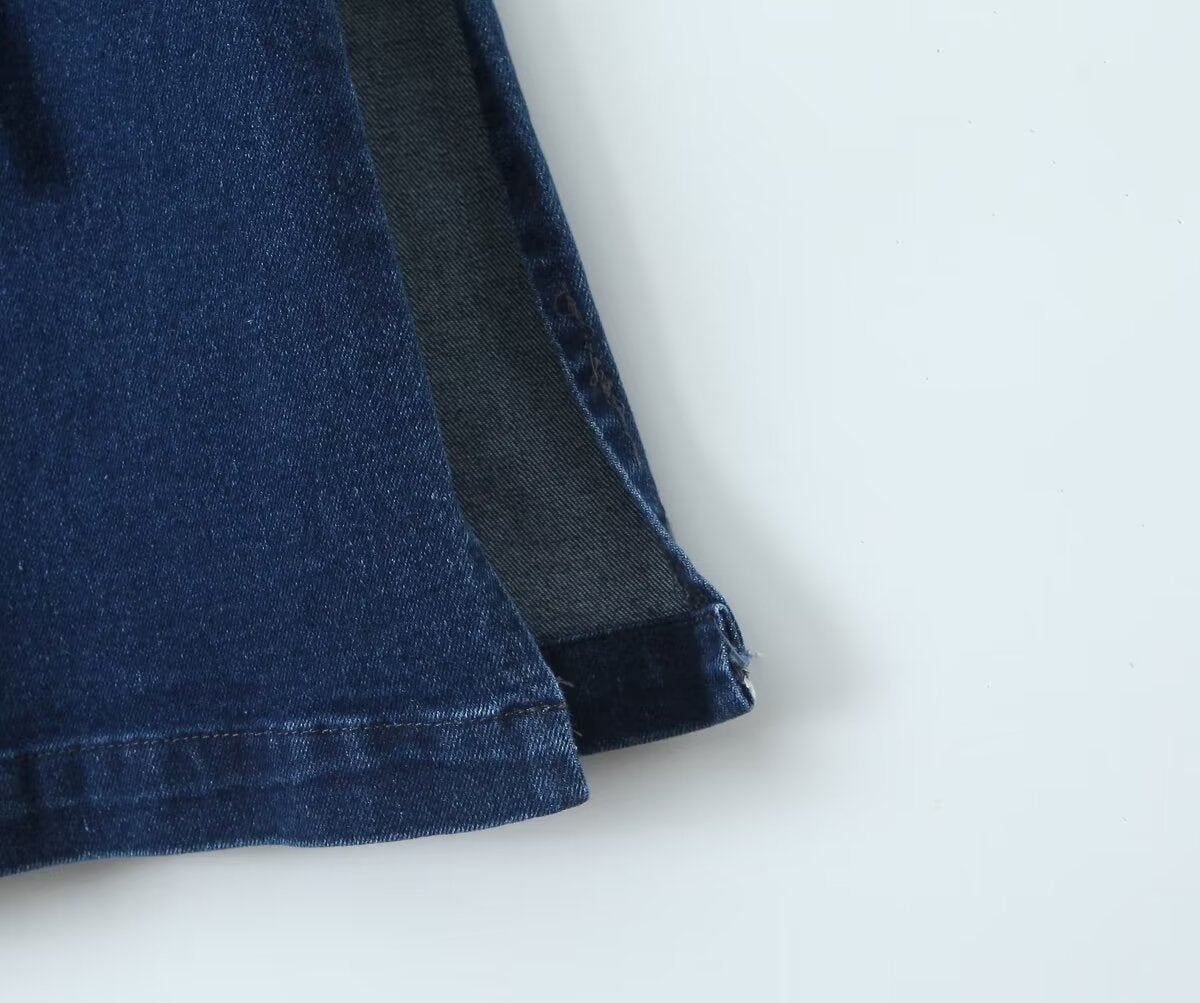 Skirt Women Spring Split Long Denim Skirt Trendy Ribbon A line Skirt