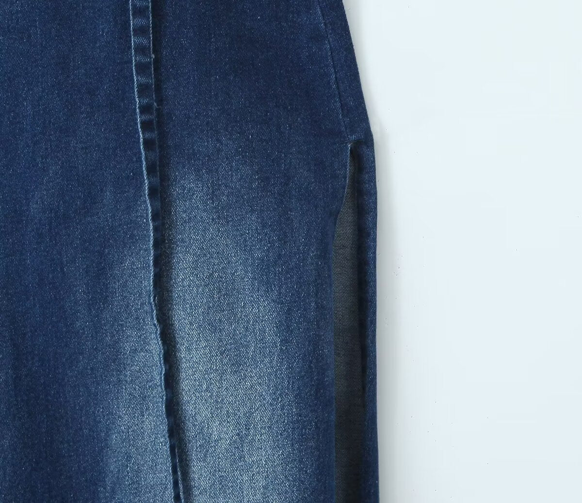 Skirt Women Spring Split Long Denim Skirt Trendy Ribbon A line Skirt