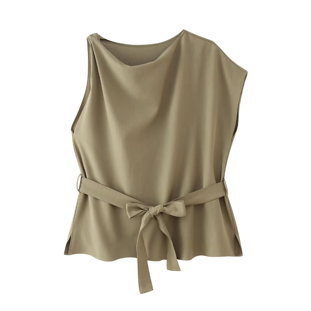 Summer Women Clothing Linen Blended Top Casual Trousers