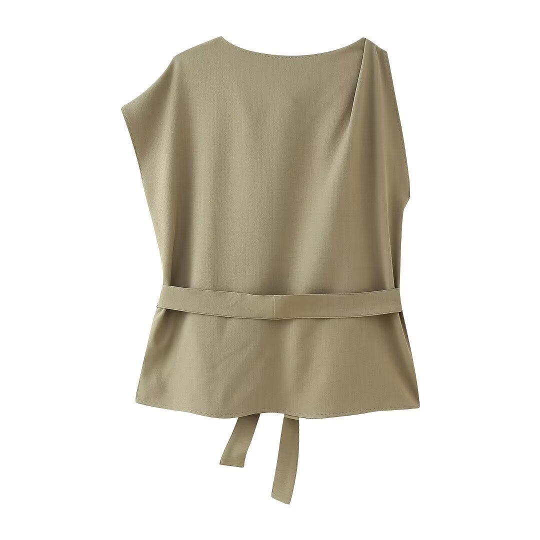 Summer Women Clothing Linen Blended Top Casual Trousers