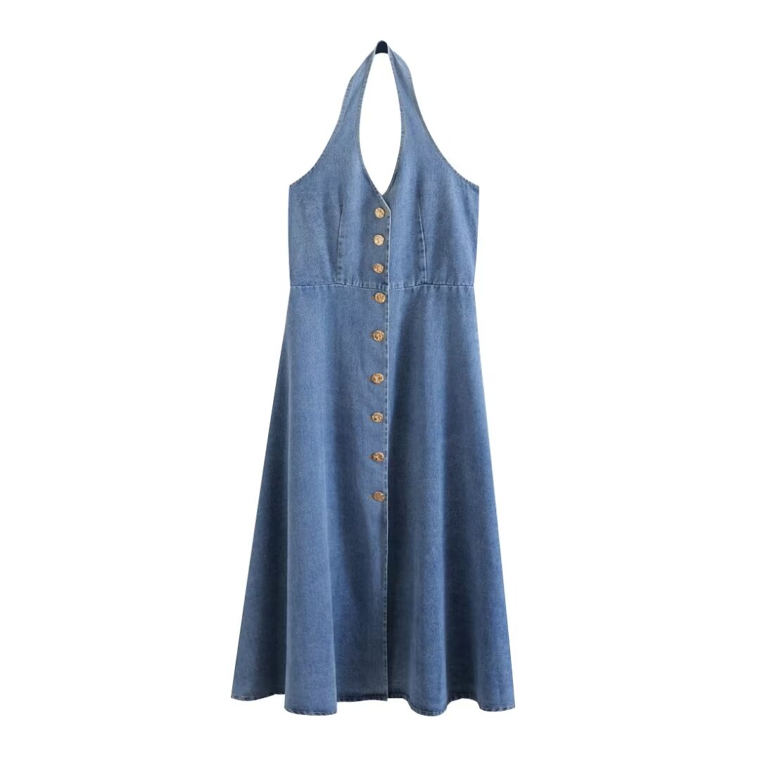 Backless Mini Dress Light Wash Faded Vintage Bodycon Sleeveless Denim.