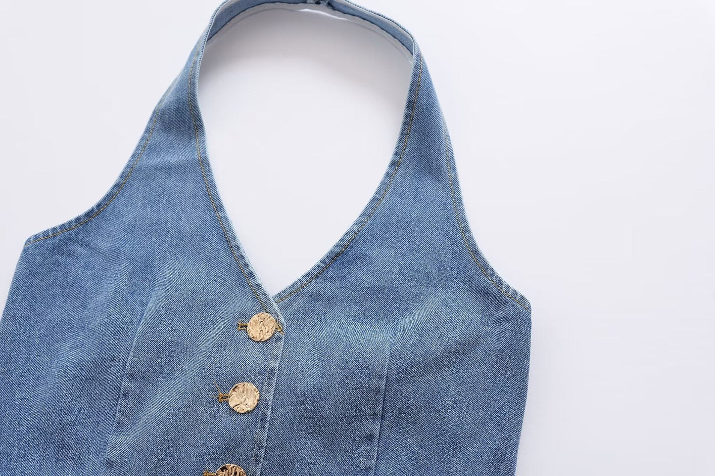 Backless Mini Dress Light Wash Faded Vintage Bodycon Sleeveless Denim.