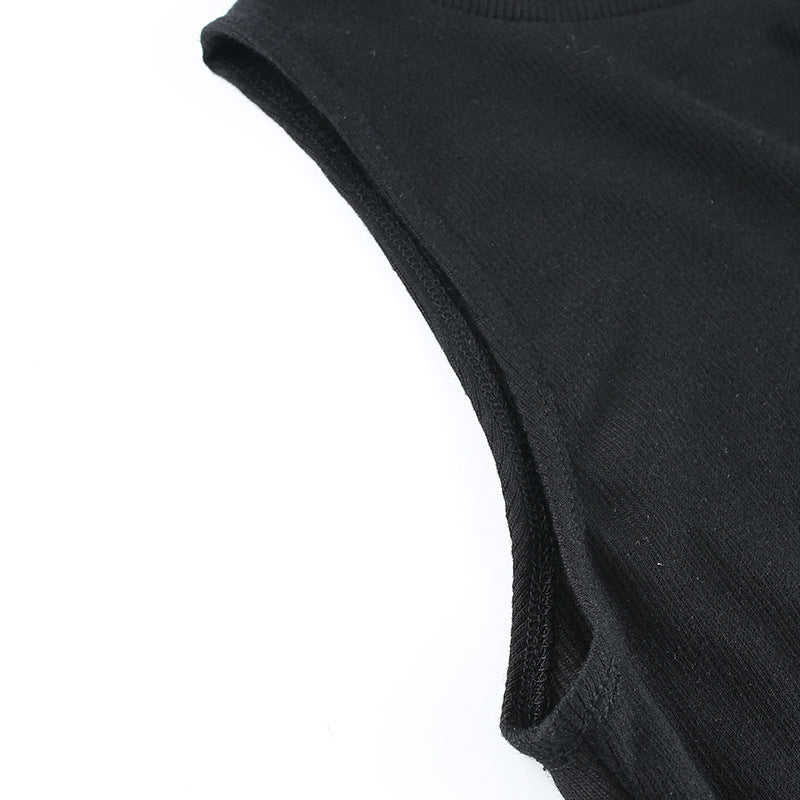 High Waist Bodysuit Bottoming Vest Cold Sleeveless Shoulder for Women