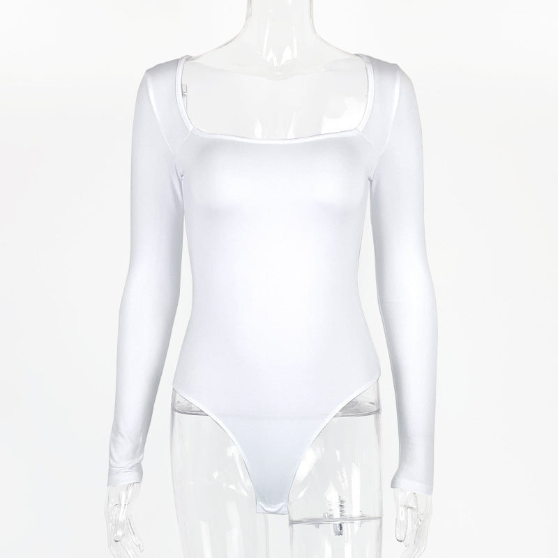 Bodysuit Sexy T-Shaped One-Piece Bottoming Shirt Square Neck Bodysuit
