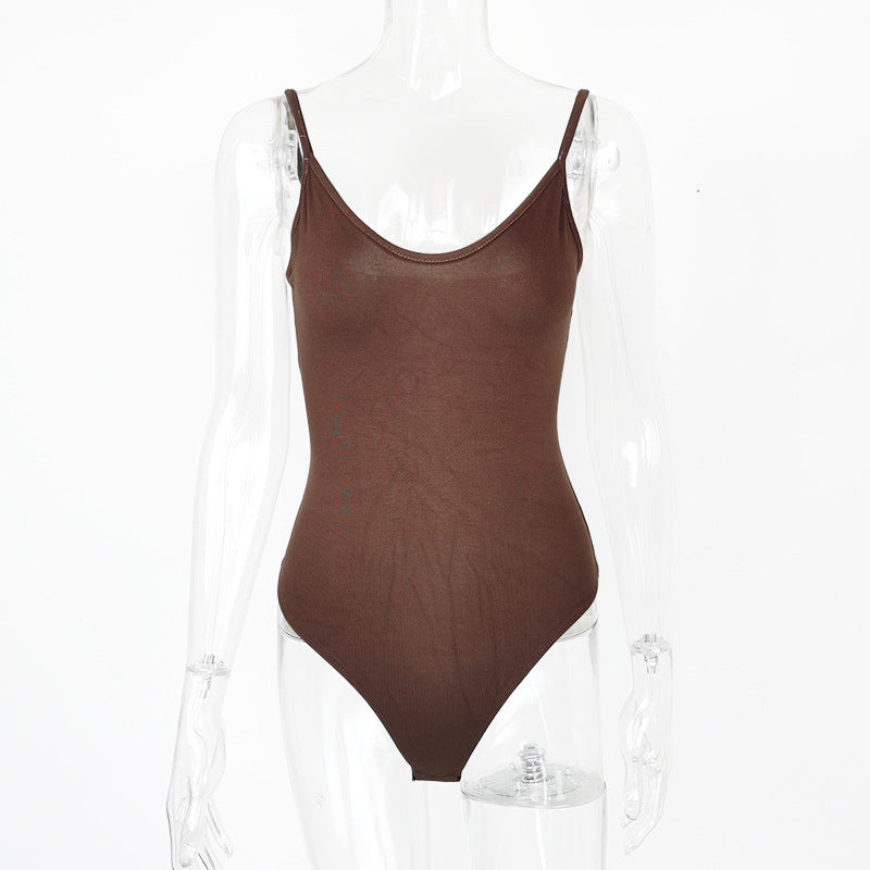 bodysuit Sexy Tight T Shaped Backless V neck Strap Bodysuit Bodysuit