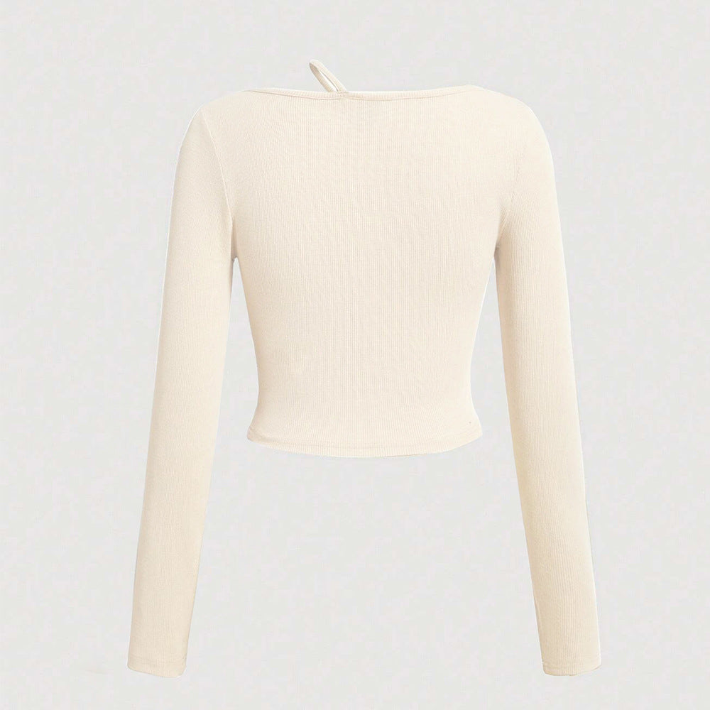 Autumn Winter Women Clothing Slim Knitted Long Sleeved T shirt
