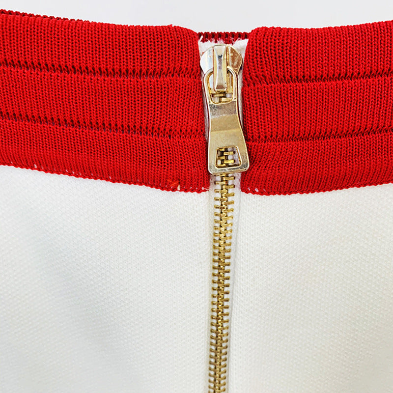 Goods Autumn Winter Contrast Color Zipper Package Hip Skirt Skirt