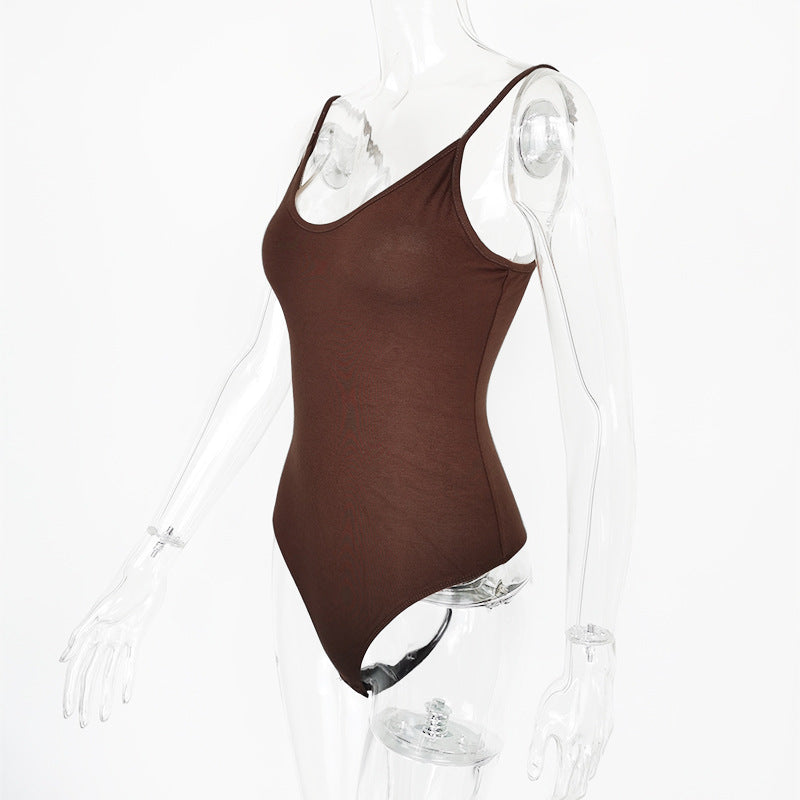 bodysuit Sexy Tight T Shaped Backless V neck Strap Bodysuit Bodysuit