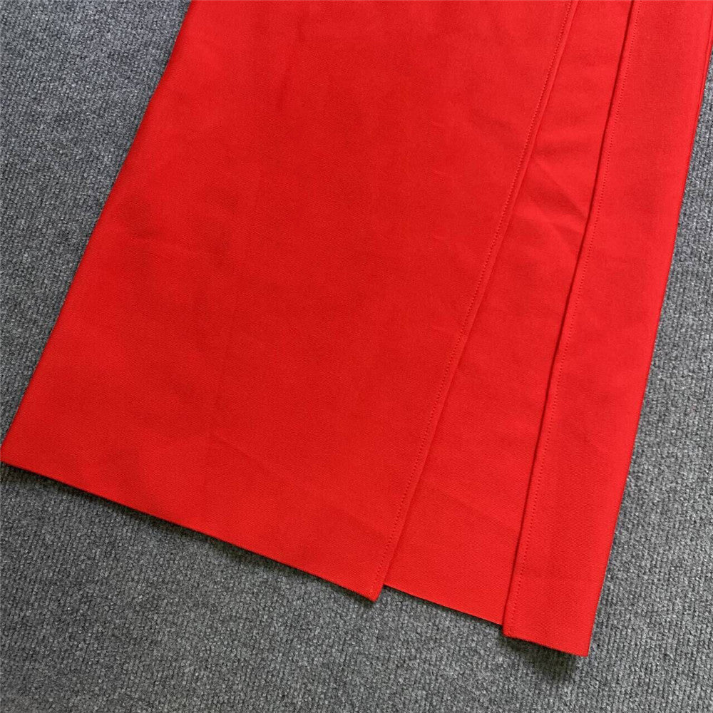 woman dimensional floral bandage skirt sexy hem split party skirt long