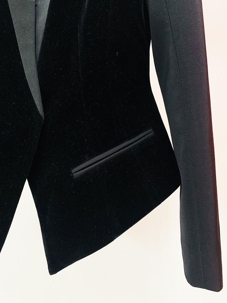 Autumn Winter Stars Slim Structure Profile Velvet Stitching Blazer