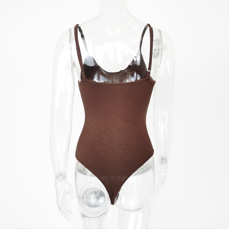 bodysuit Sexy Tight T Shaped Backless V neck Strap Bodysuit Bodysuit