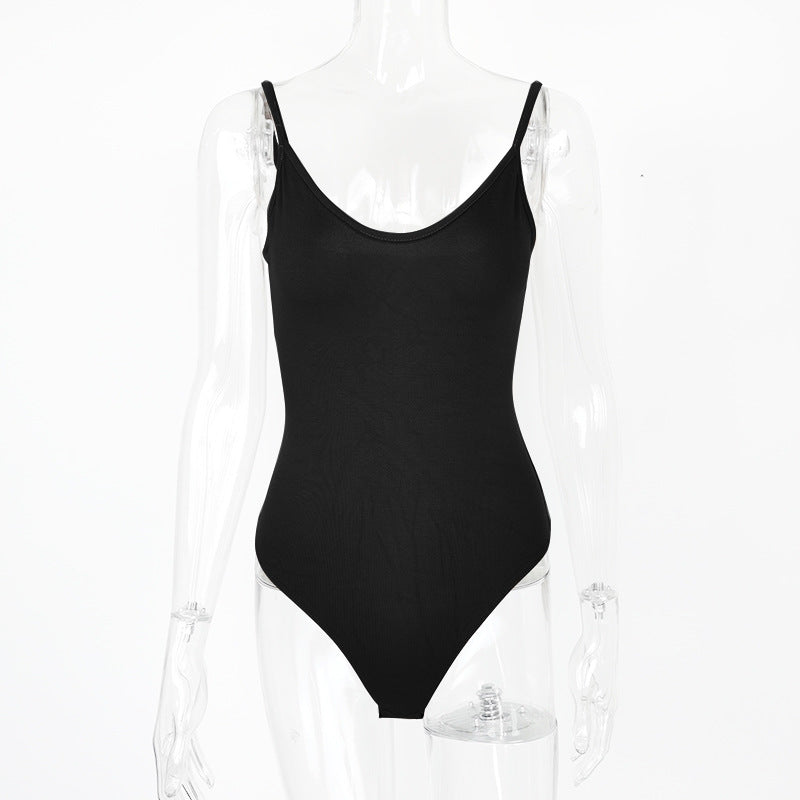 bodysuit Sexy Tight T Shaped Backless V neck Strap Bodysuit Bodysuit