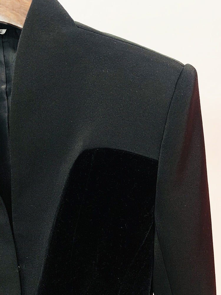 Autumn Winter Stars Slim Structure Profile Velvet Stitching Blazer
