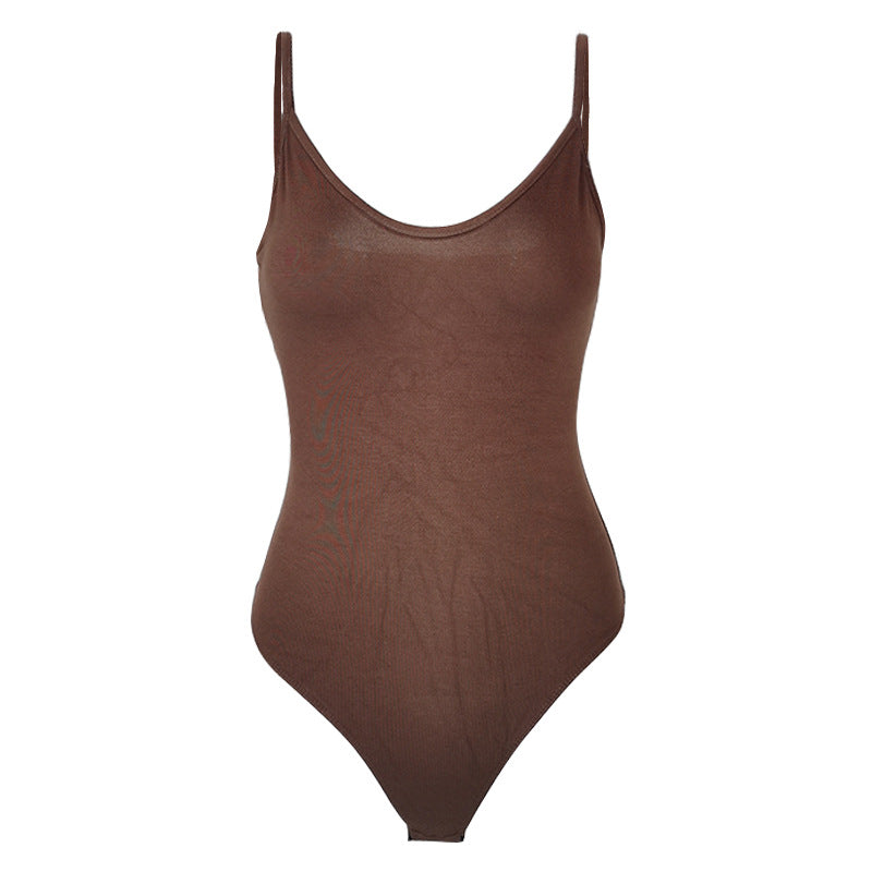 bodysuit Sexy Tight T Shaped Backless V neck Strap Bodysuit Bodysuit