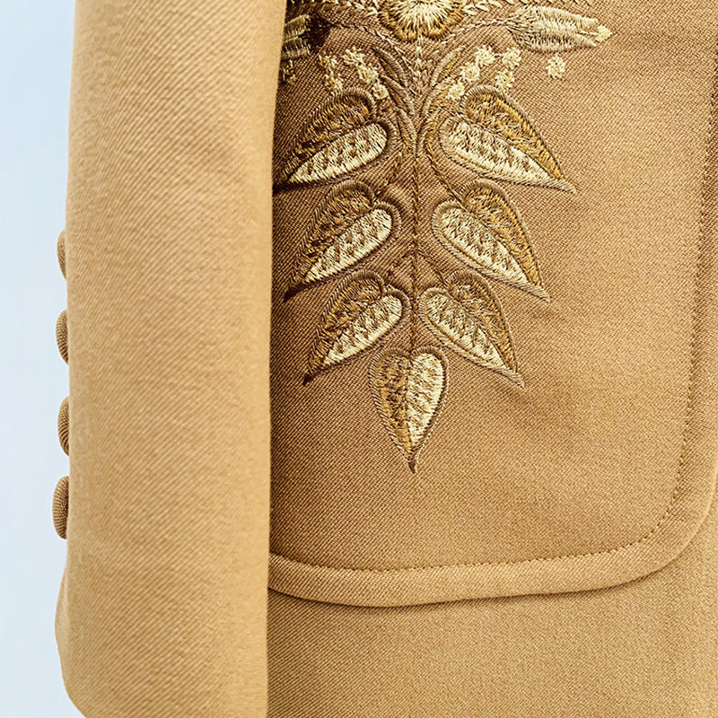 Embroidery Blazer Socialite Graceful Bootcut Pants Suit Two Piece Suit
