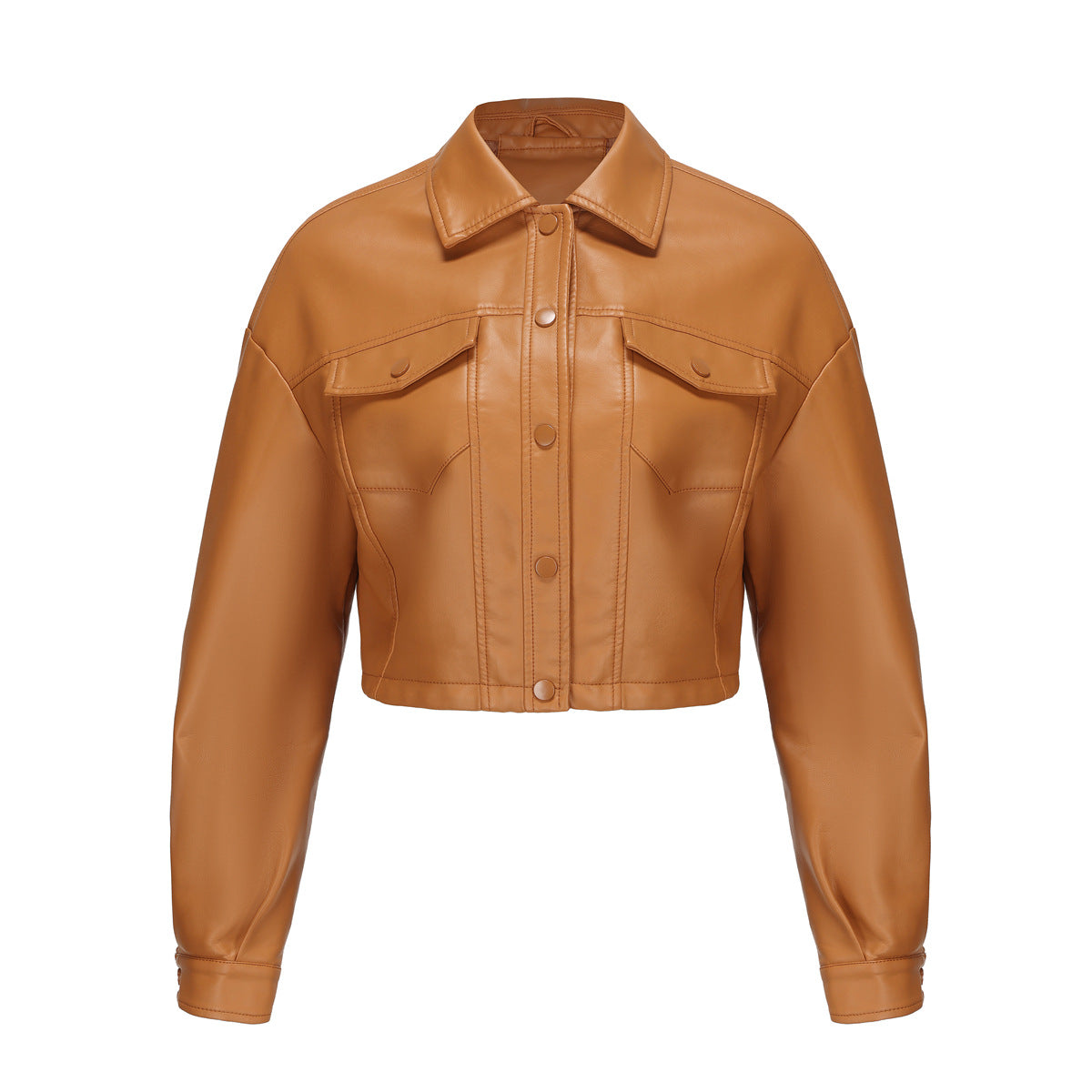 Leather Clothing Long Sleeved Spring Autumn Loose Casual Short Jacket.