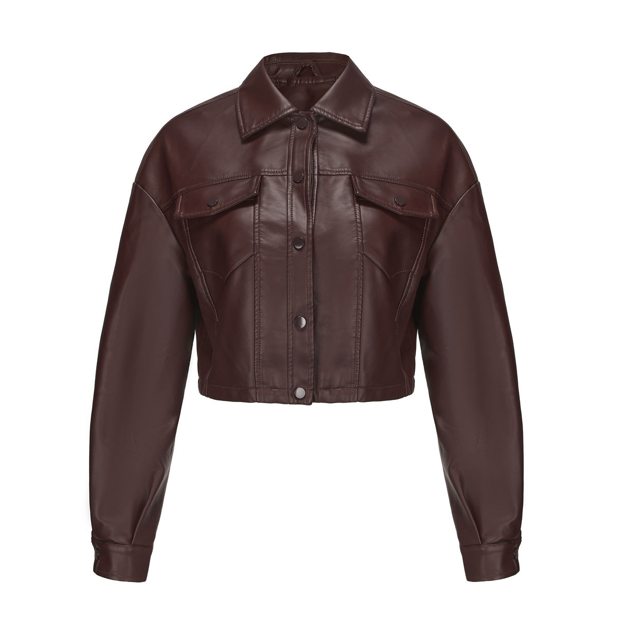 Leather Clothing Long Sleeved Spring Autumn Loose Casual Short Jacket.