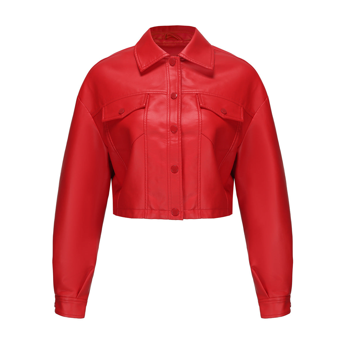 Leather Clothing Long Sleeved Spring Autumn Loose Casual Short Jacket.