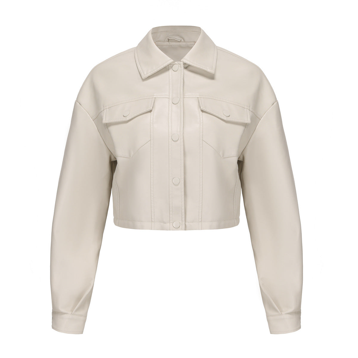 Leather Clothing Long Sleeved Spring Autumn Loose Casual Short Jacket.