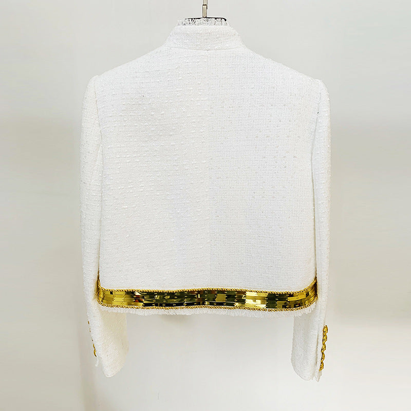 Stand Collar Good Stars Elegant Heavy Industry Metal Sheet Beaded wear