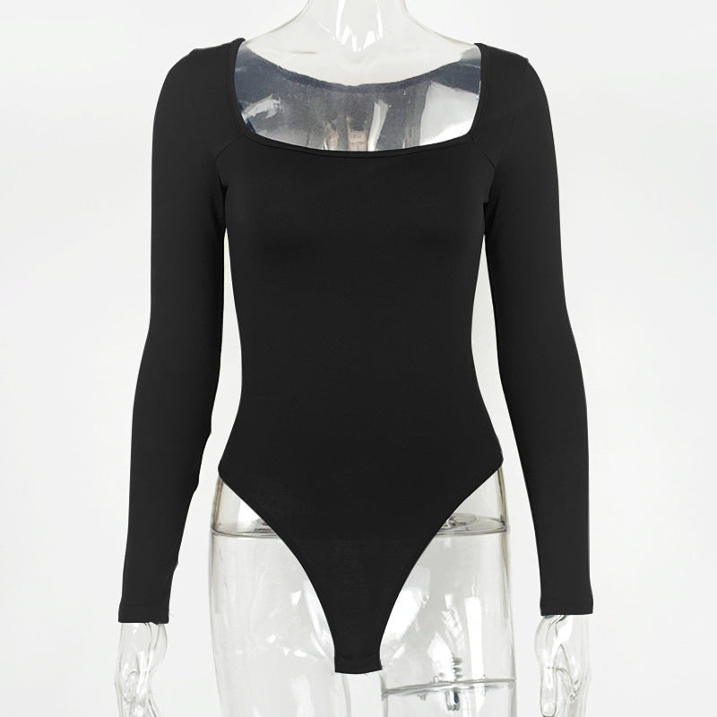 Bodysuit Sexy T-Shaped One-Piece Bottoming Shirt Square Neck Bodysuit