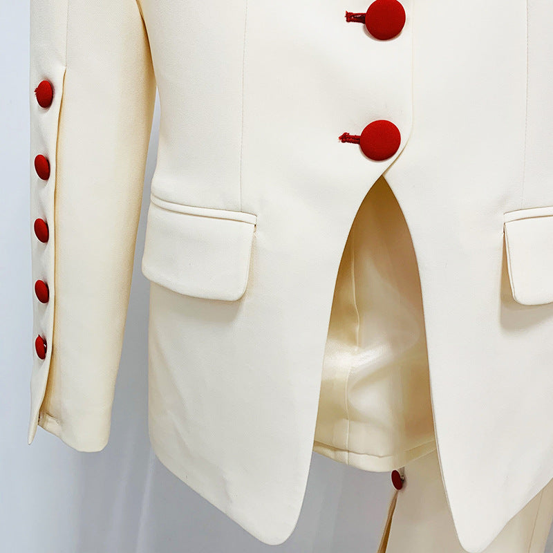 Star Slim Fitting Cool Cut Red Button Blazer Trousers