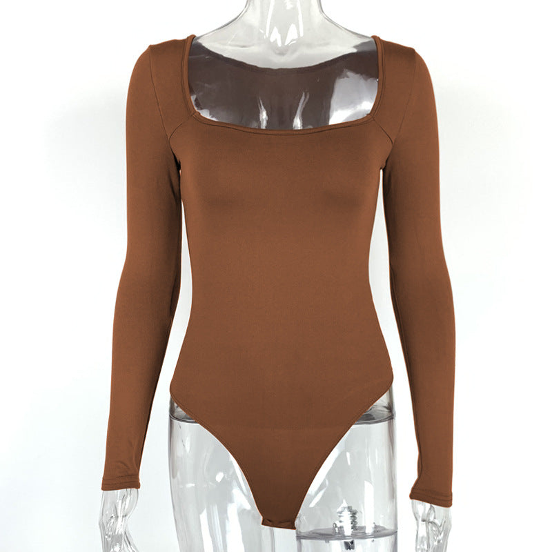 Bodysuit Sexy T-Shaped One-Piece Bottoming Shirt Square Neck Bodysuit
