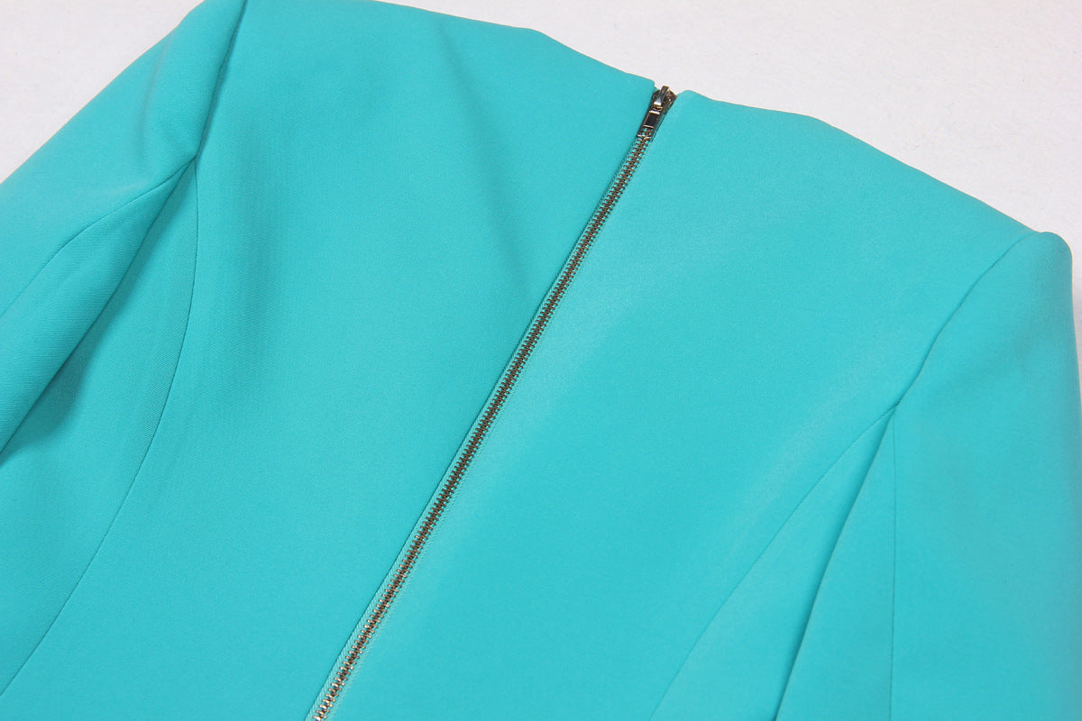 Spring Autumn High Solid Color Long Sleeve Slim Fit Office Ladies Business Dress Women