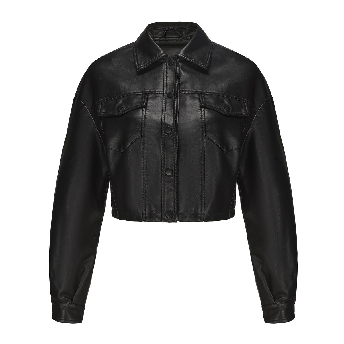 Leather Clothing Long Sleeved Spring Autumn Loose Casual Short Jacket.