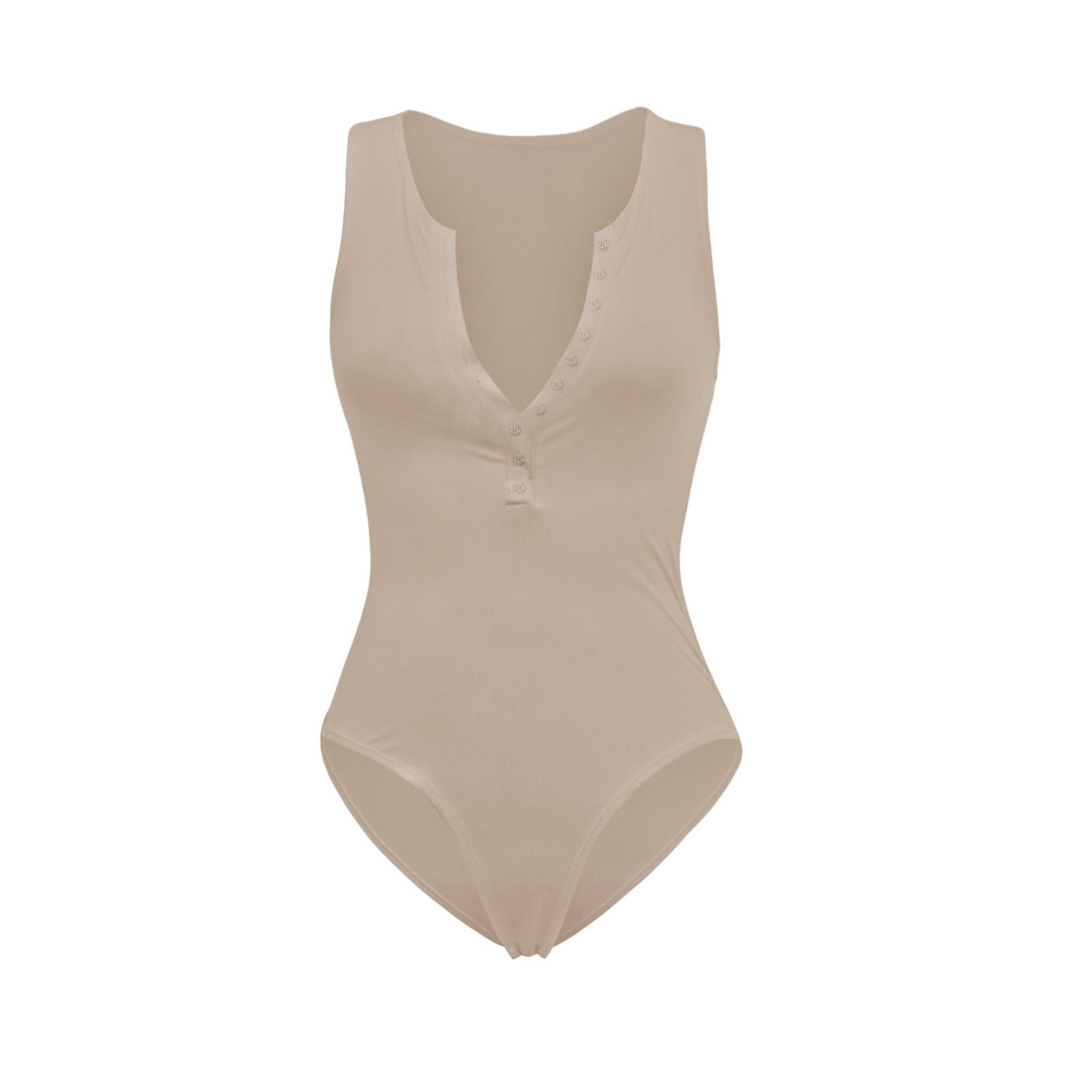 Bodysuit Tights Summer Street Women Thread Vest Solid Color Buttons