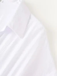 Summer Midi Dress Shirt Office Elegant Solid Color Simple Dress Women.