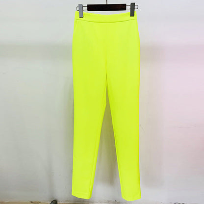 Blazer Cool Profile Shrug Double Breasted Mid Length Fluorescent Yellow