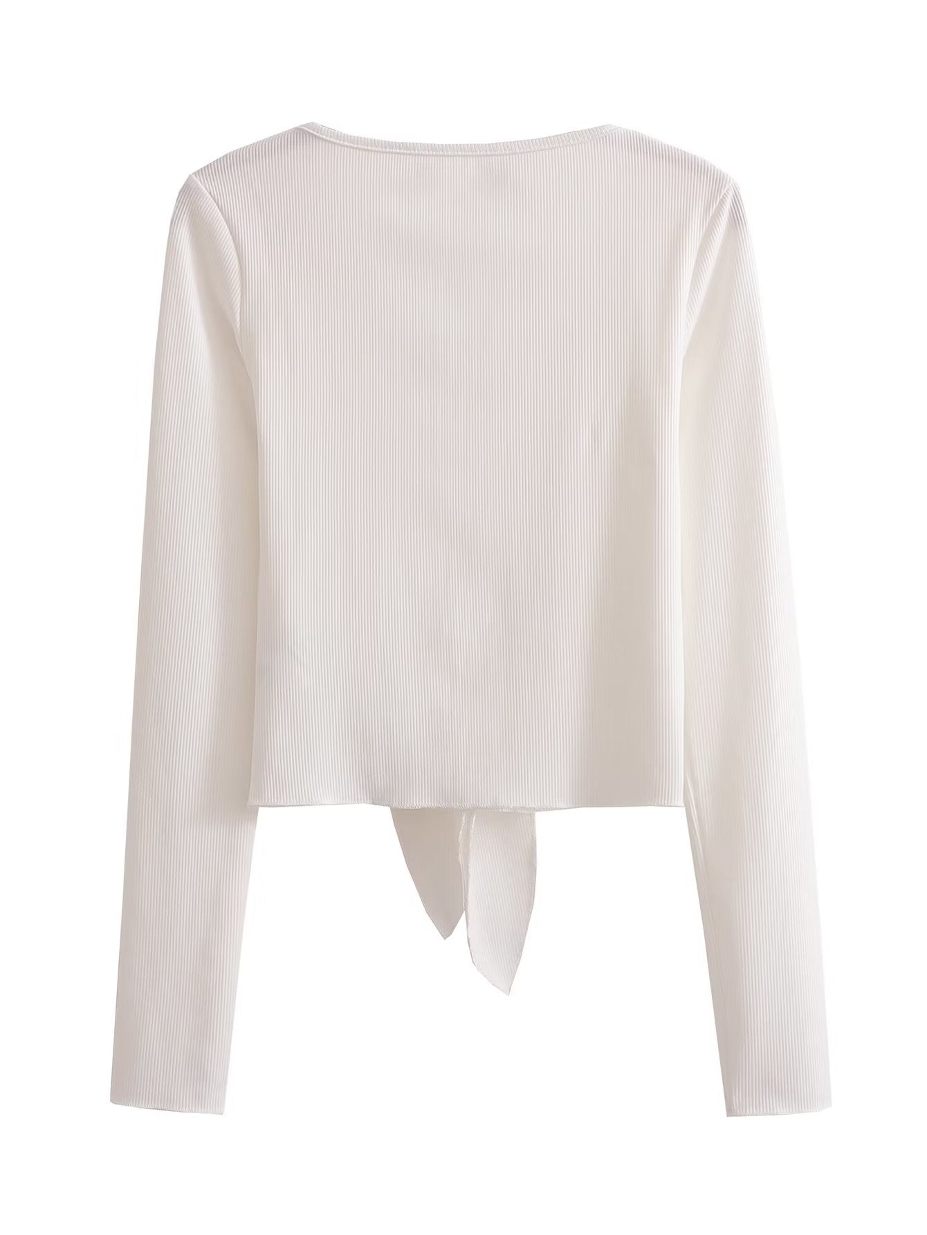 Winter Lace Up Bow Elastic Slim Fit Faux Two Piece Long Sleeve shirt