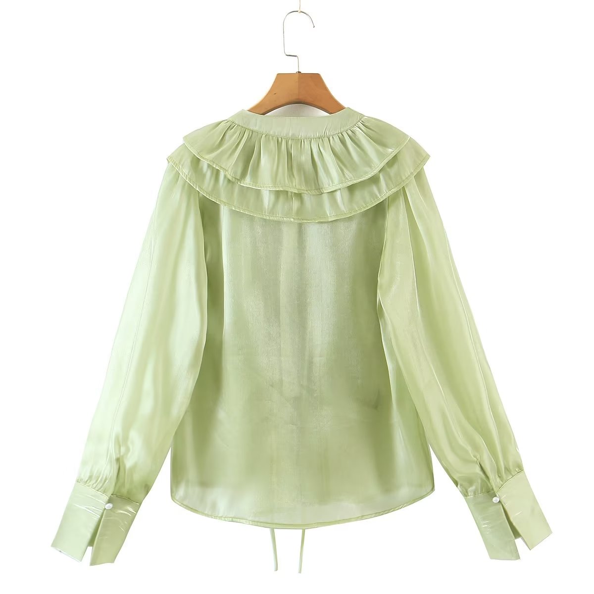 Summer Loose Slimming Niche summer Overlay Ruffled long Sleeve T shirt