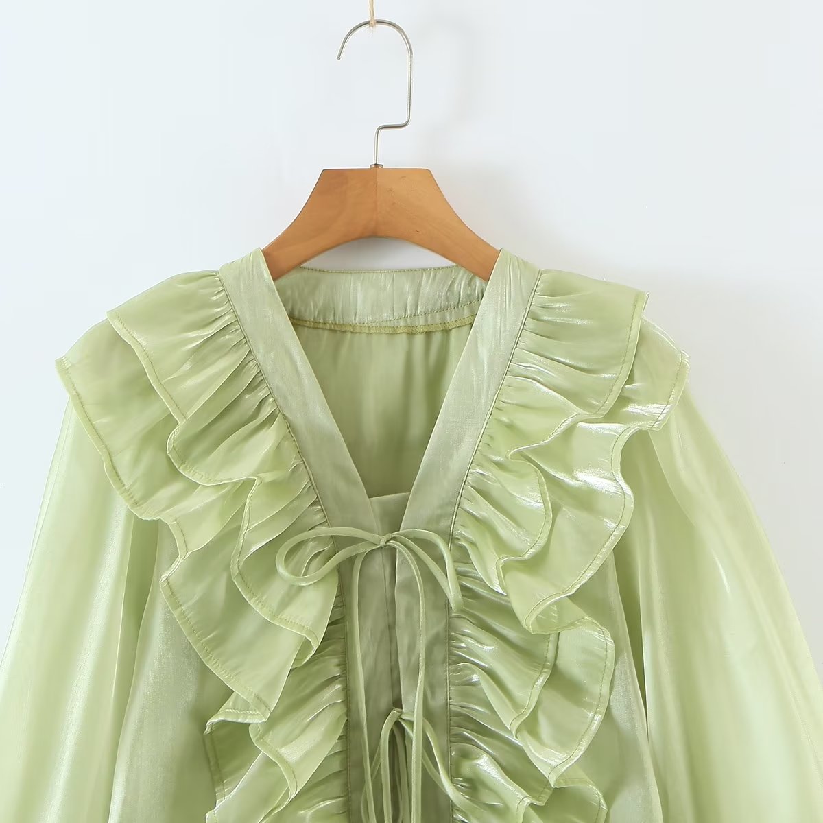 Summer Loose Slimming Niche summer Overlay Ruffled long Sleeve T shirt