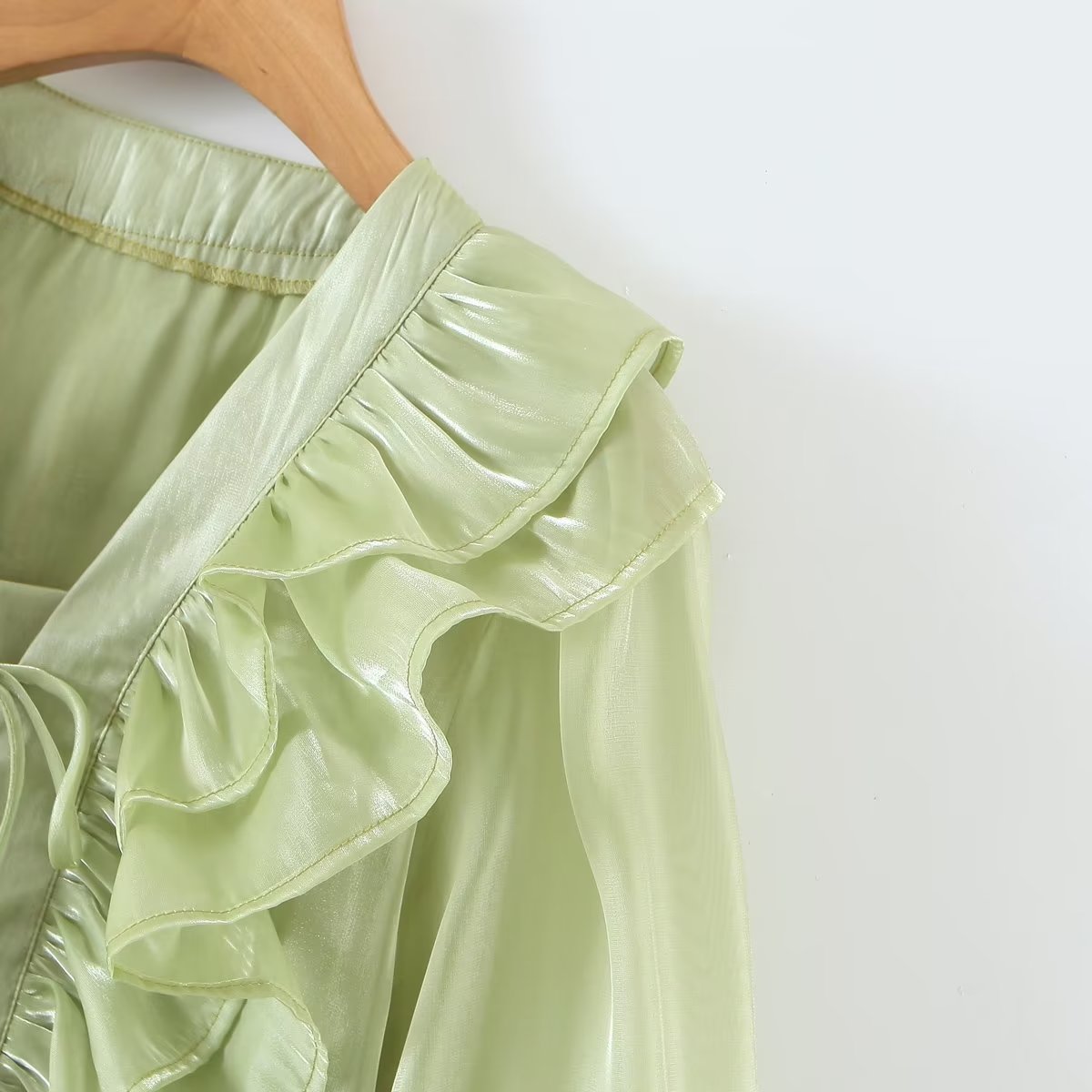 Summer Loose Slimming Niche summer Overlay Ruffled long Sleeve T shirt