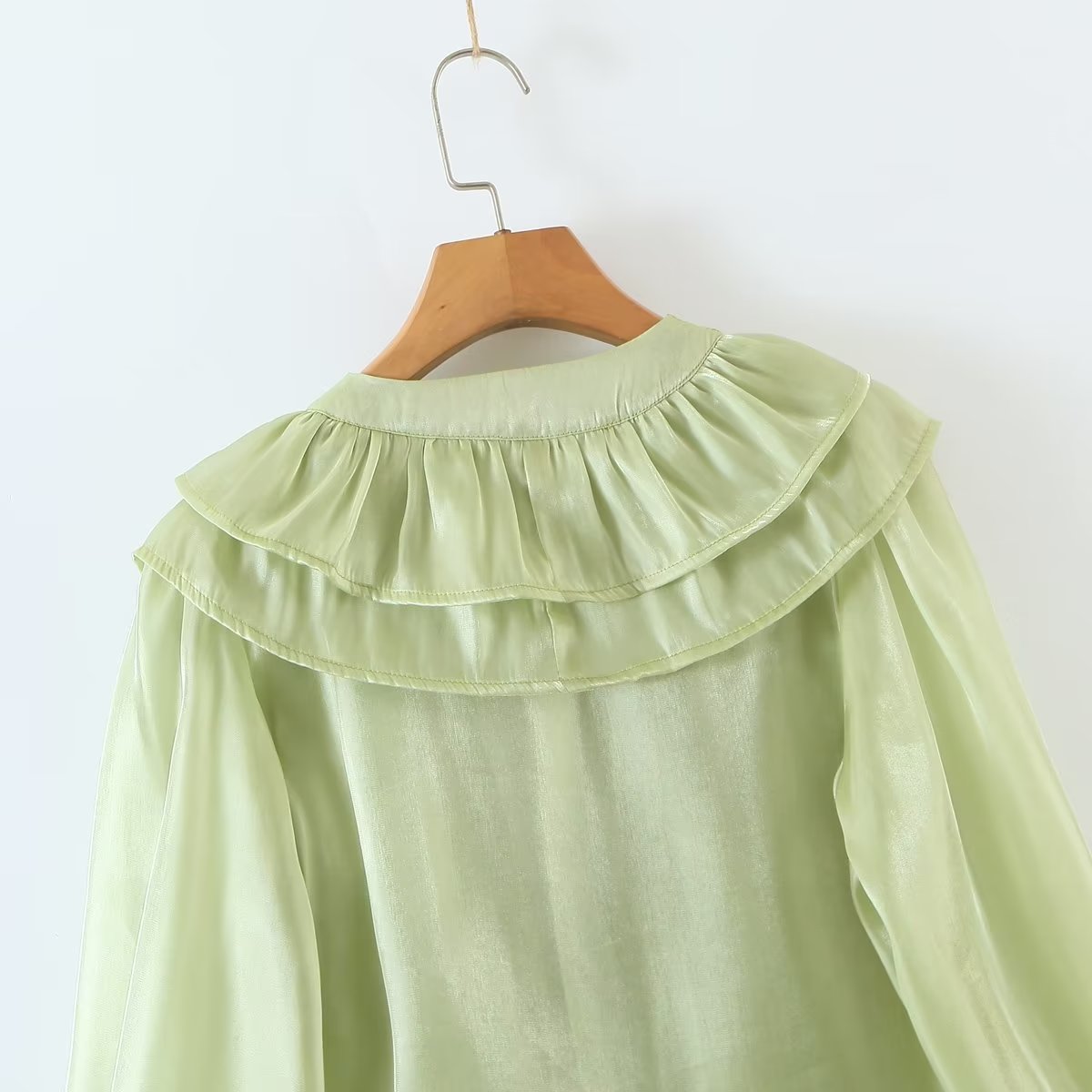 Summer Loose Slimming Niche summer Overlay Ruffled long Sleeve T shirt