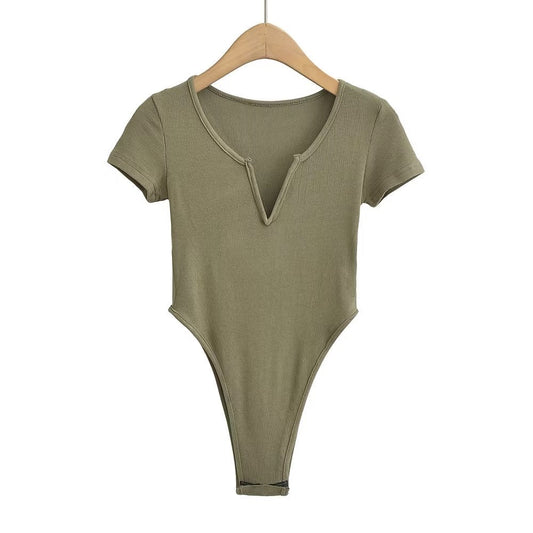 Slim Fit Stretch shirt One Piece Sexy Top Printed Short Sleeved 