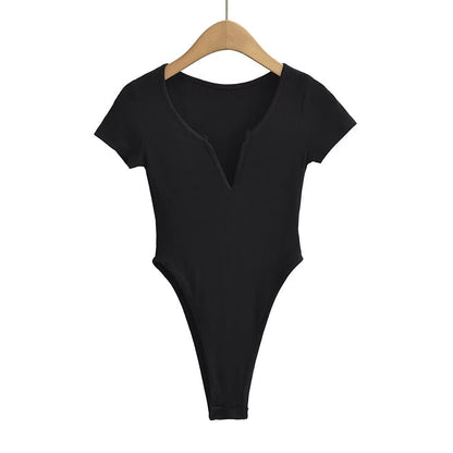 Slim Fit Stretch shirt One Piece Sexy Top Printed Short Sleeved 