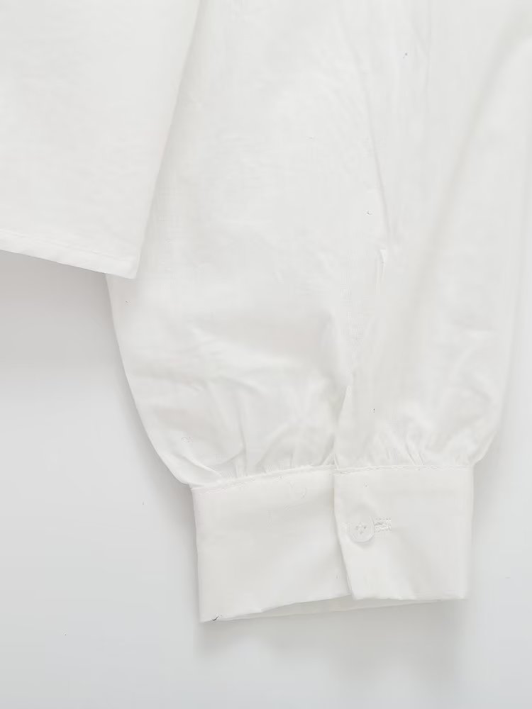 Summer Women White Ruffled Laminated Decoration Shirt Top