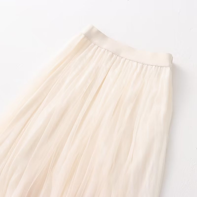 Skirt Women Clothing Summer Casual Elegant Elastic Waist Pleated