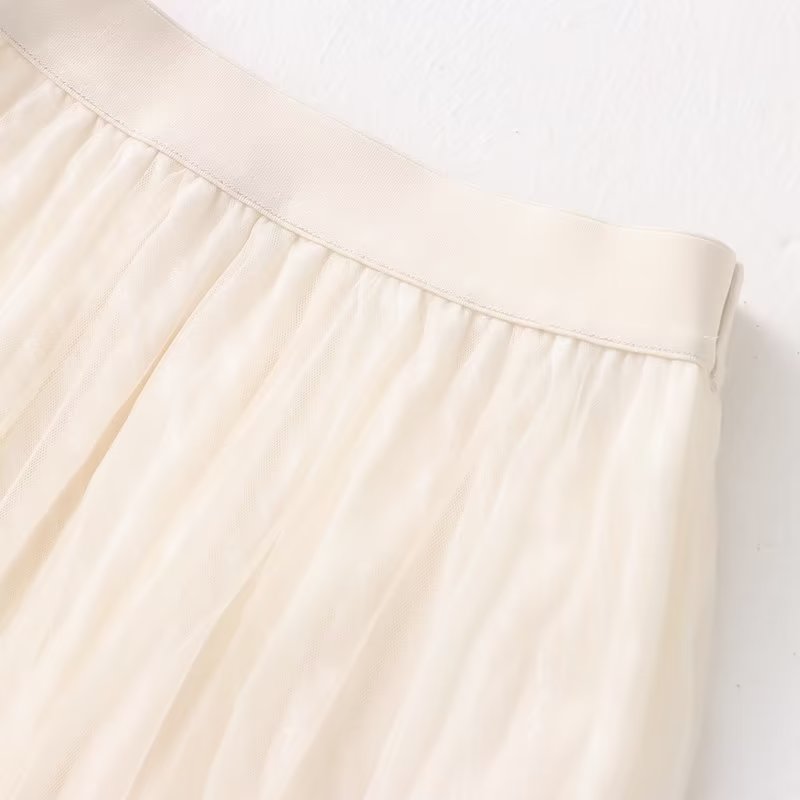 Skirt Women Clothing Summer Casual Elegant Elastic Waist Pleated