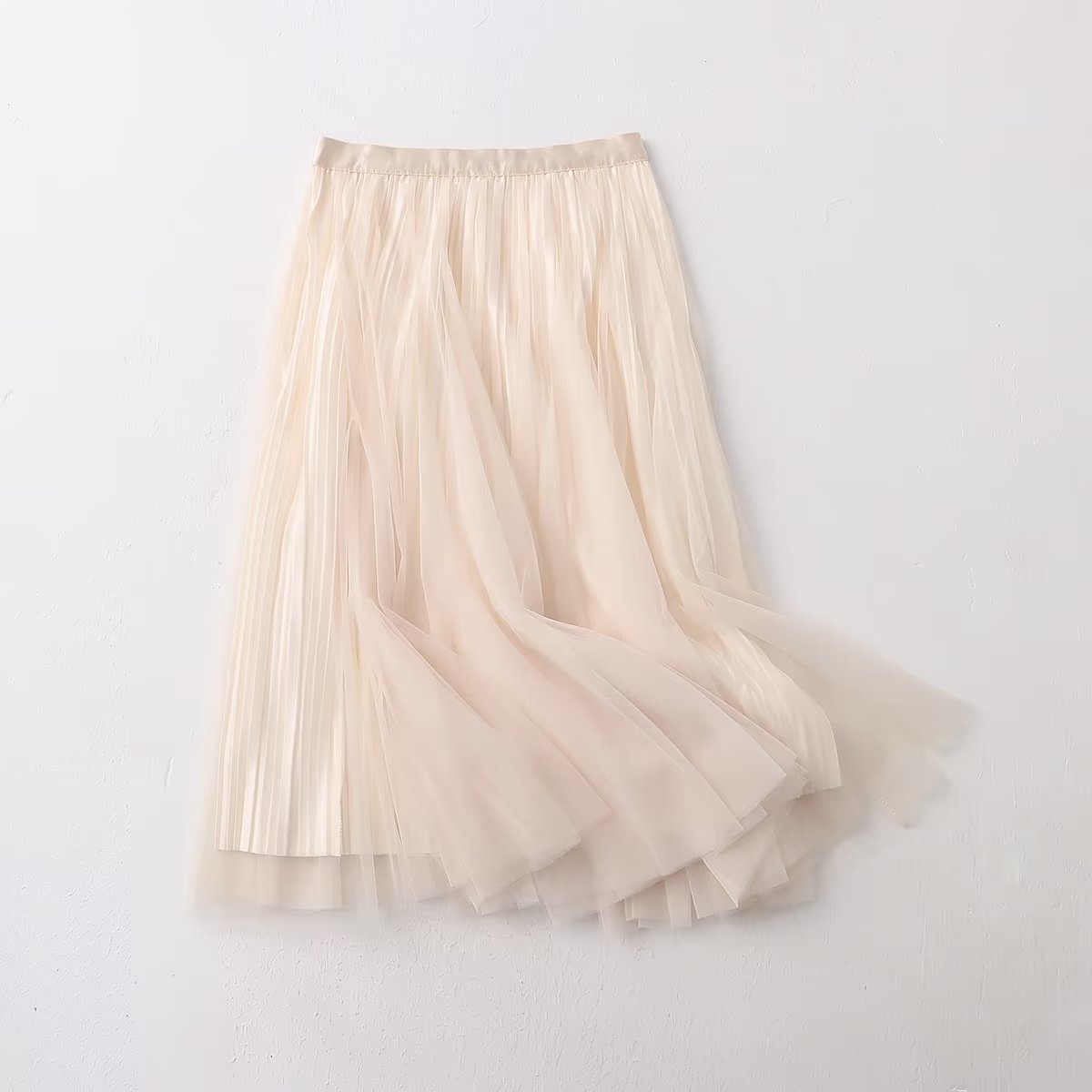 Spring Autumn Retro Solid Color All Matching Long Skirt Women Clothing