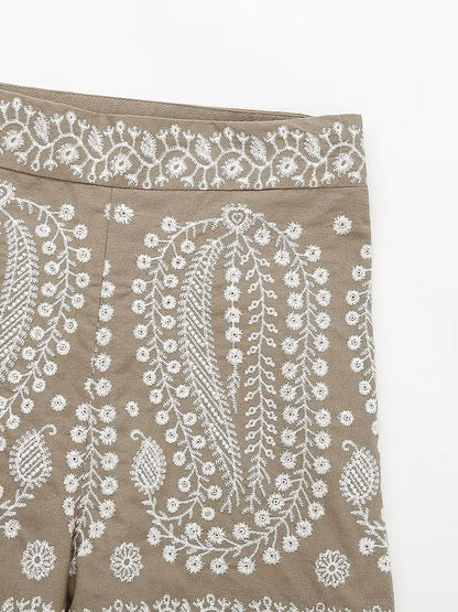 Shorts Summer Women Clothing Street Casual Linen Embroidery Shorts