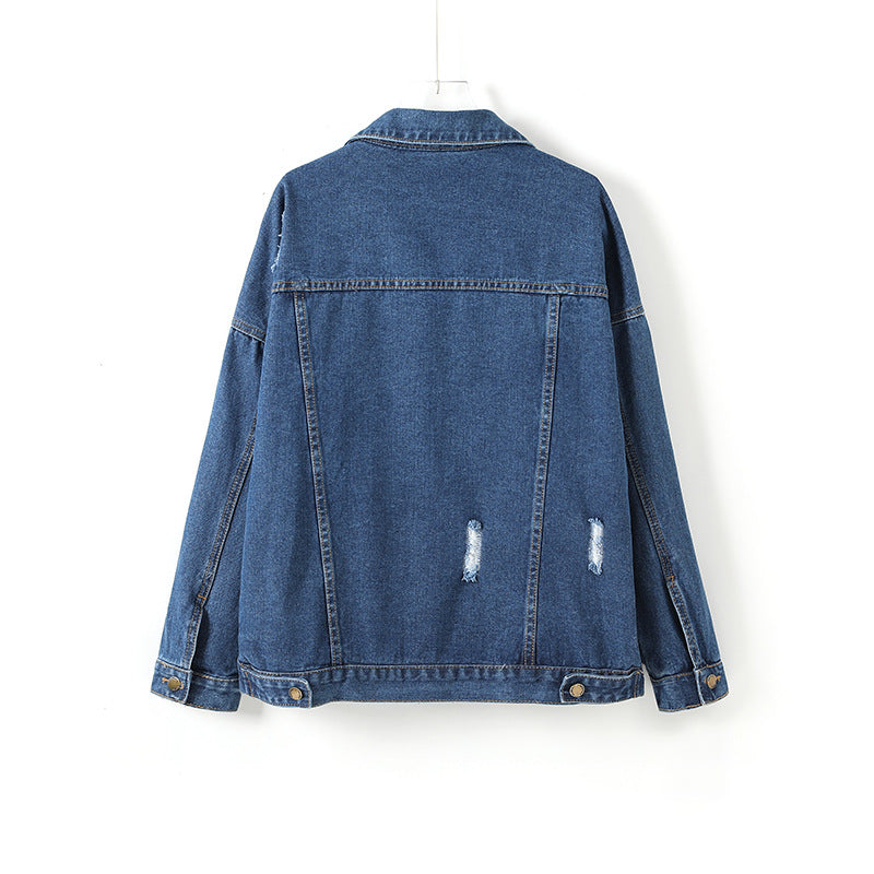 Denim Coat  for Women Clothing Loose Hole Denim Coat