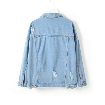 Denim Coat  for Women Clothing Loose Hole Denim Coat