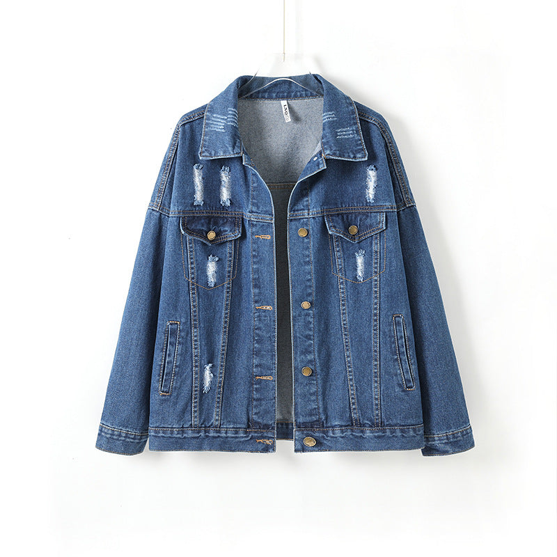Denim Coat  for Women Clothing Loose Hole Denim Coat